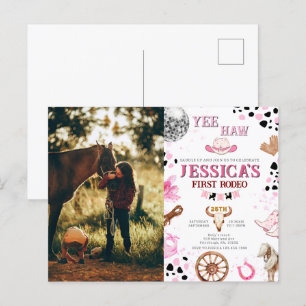 Carte Postale Vive la Cowgirl Disco Photo Rodéo Anniversaire