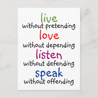Carte Postale vivre, aimer, écouter, parler