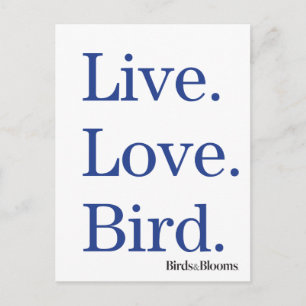 Carte Postale Vivre. Aimer. Oiseau.