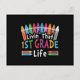 Carte Postale Vivre la vie de CE1 Crayon de rentrée scolaire 