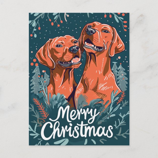 Carte Postale Vizsla Joyeux Noël (Devant)