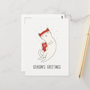 Carte Postale Vœux adorables de la saison pour le chat