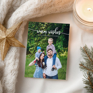 Carte Postale Vœux chaleureux Cute Script Photo de Noël unique