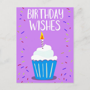 Carte Postale Vœux d'anniversaire (avec gâteau de célébration)