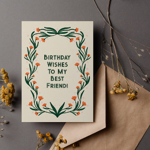 Carte Postale Vœux d'anniversaire Cadre floral élégant