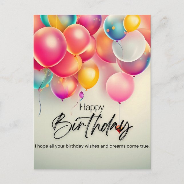 Carte Postale Vœux d'anniversaire colorés (Devant)