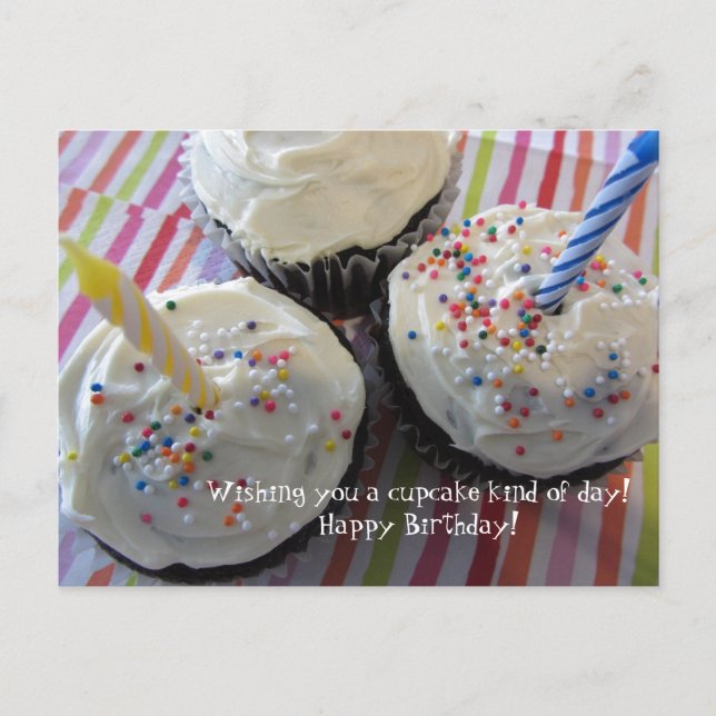 Carte Postale Vœux d'anniversaire Cupcakes (Devant)