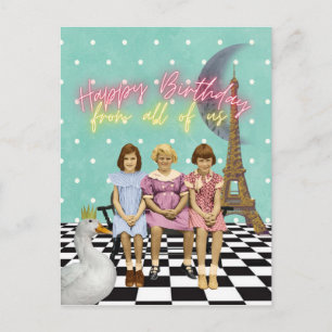 Carte Postale Vœux d'anniversaire de groupe funky vintage