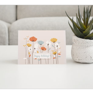 Carte Postale Vœux d'anniversaire floraux minimalistes