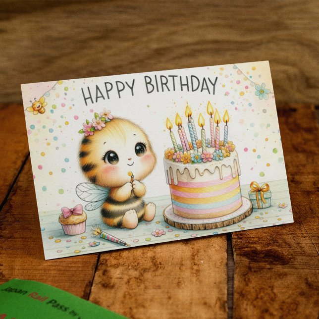 Carte Postale Vœux d'anniversaire lumineux comme une abeille (Créateur téléchargé)
