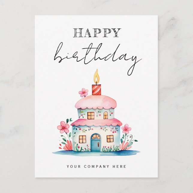 Carte Postale Vœux d'anniversaire Maison de gâteaux d'anniversai (Devant)