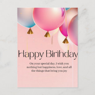Carte Postale Vœux d'anniversaire rose