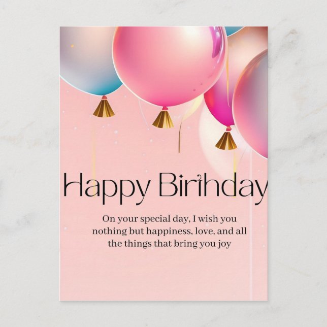 Carte Postale Vœux d'anniversaire rose (Devant)