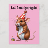 Vœux d'anniversaire tardifs avec un rat mignon