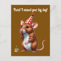 Vœux d'anniversaire tardifs avec un rat mignon