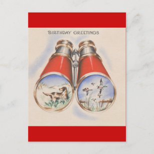 Carte Postale Voeux d'anniversaire vintages   Chasseur d'oiseaux