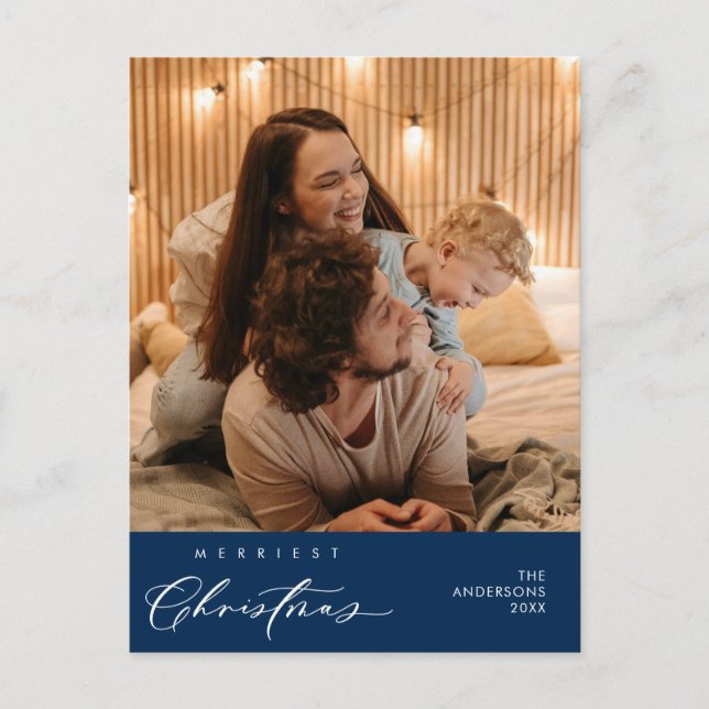 Carte Postale Vœux de bonheur Joyeux Noël Photo de famille (Devant)