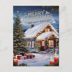 Carte Postale Vœux de fête dans un pays des merveilles enneigé