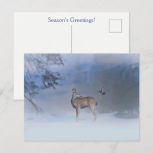 Carte Postale Vœux de fêtes de fin d'année Blue Bird Deer
