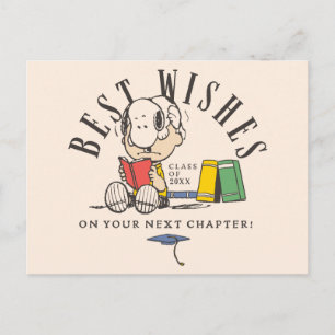 Carte Postale Vœux de fin d'études Peanuts Snoopy lisant