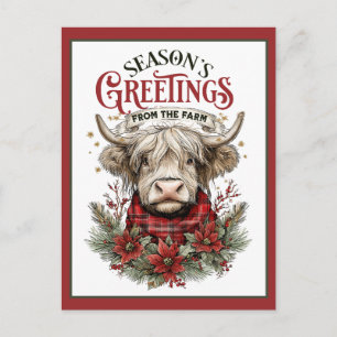 Carte Postale Vœux de la Ferme – Vache Highland
