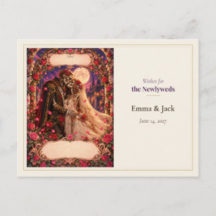 Carte Postale Vœux de livre d'or de mariage de squelette