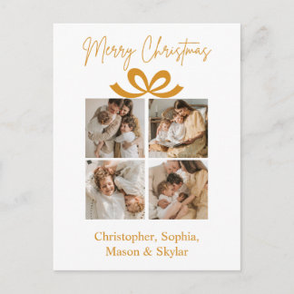 Carte Postale Vœux de Noël Collage de photos Or