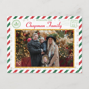 Carte Postale voeux de Noël Famille Photo Parties scintillant Ai