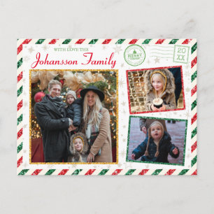 Carte Postale voeux de Noël Famille Photo Parties scintillant Ai