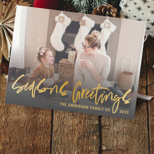 Carte Postale Vœux de Noël Faux Or Calligraphie de Noël (Créateur téléchargé)