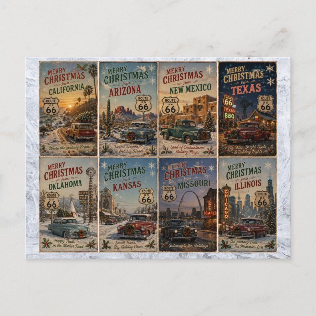 Carte Postale Vœux de vacances de la route 66 (Devant)