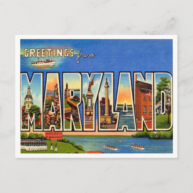 Carte Postale Voeux de Vintage voyage du Maryland (Devant)
