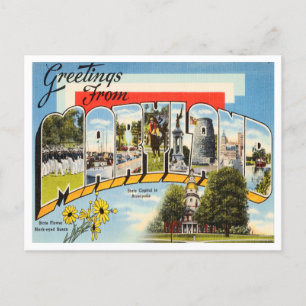 Carte Postale Voeux de Vintage voyage du Maryland