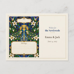 Carte Postale Vœux du livre d'or de mariage Paon