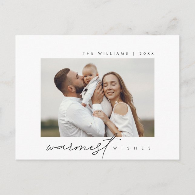 Carte Postale Voeux les plus chauds, voeux de Noël, Photo de fam (Devant)