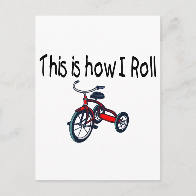 Carte Postale Voici Comment je roule (Tricycle Rouge) (Devant)
