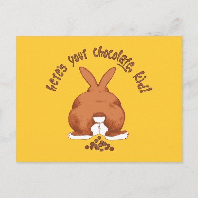 Carte Postale Voici votre lapin à balais au chocolat © Sandy Lon (Devant)
