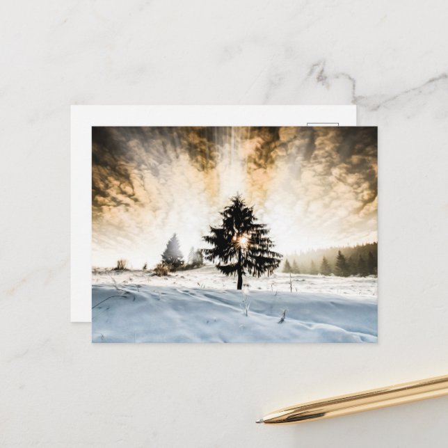 Carte Postale Voie neigeuse (Devant/Arrière en situation)