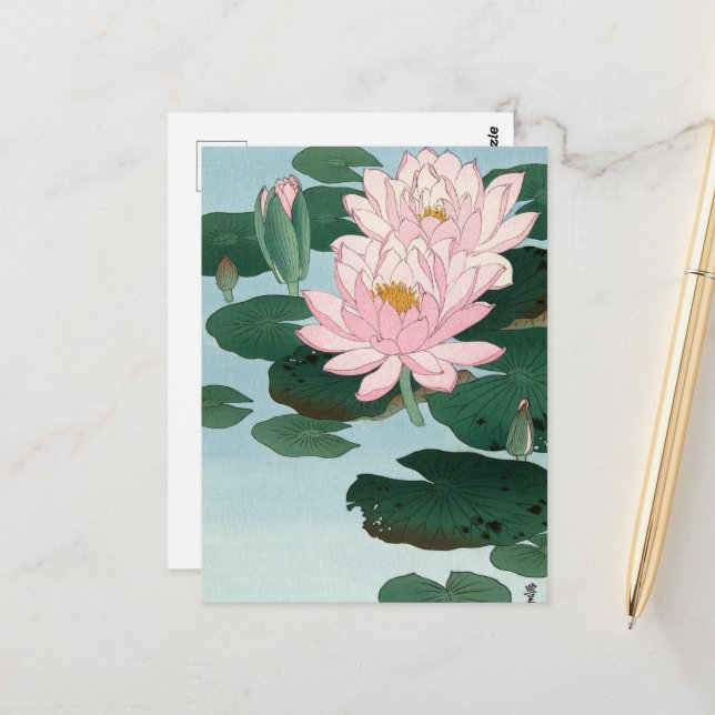 Carte Postale Voies navigables par Ohara Koson (Devant/Arrière en situation)