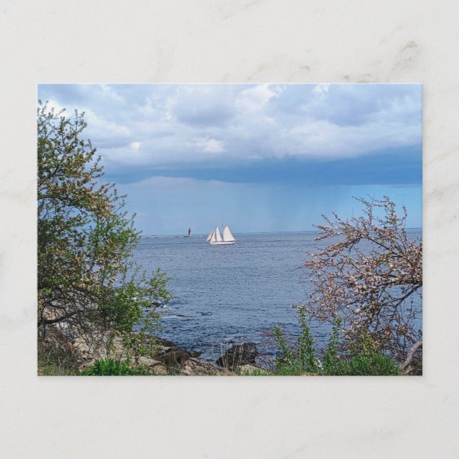 Carte Postale Voile et phare, amusements d'été (Devant)