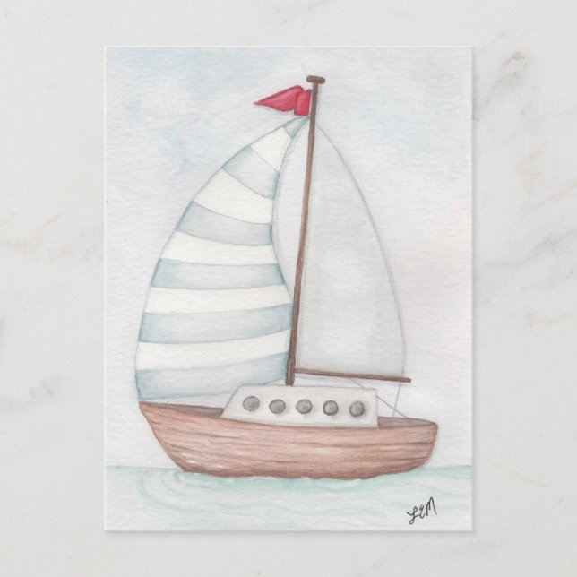 Carte Postale Voile Océan Bleu (Devant)