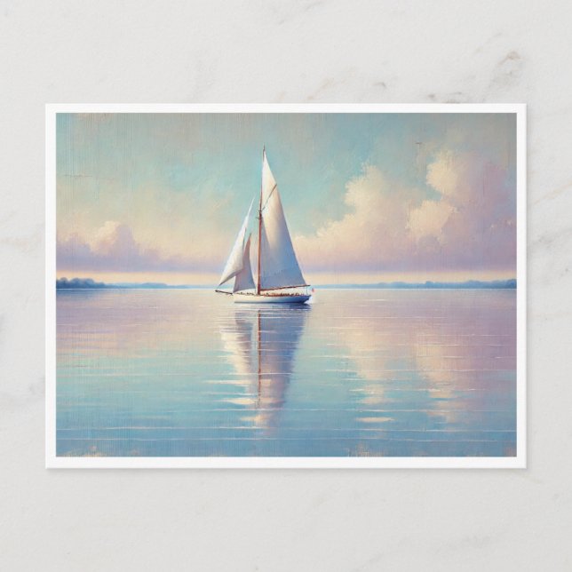 Carte Postale Voile sur un lac calme (Devant)