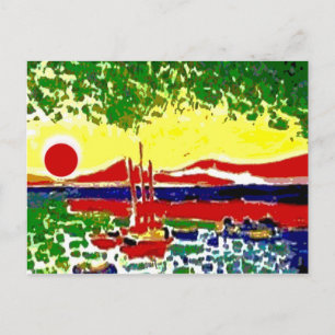 Carte Postale Voiles et coucher de soleil sur la plage