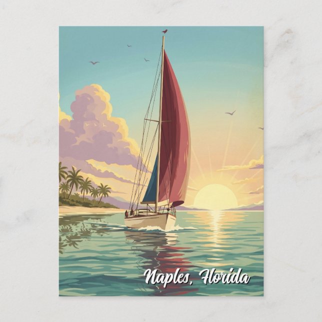Carte Postale Voilier à Naples Floride Voyage (Devant)