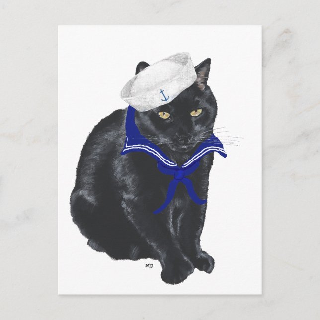 Carte Postale Voilier de chat noir (Devant)