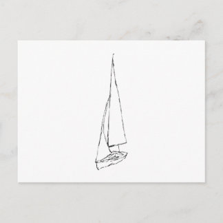 Carte Postale Voilier. Esquisse en noir et blanc.