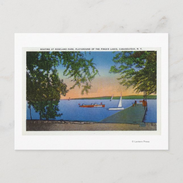 Carte Postale Voilier et bateau à moteur à Roseland Park Scene (Devant)