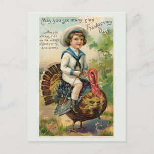 Carte Postale Voilier vintage sur une Turquie Thanksgiving