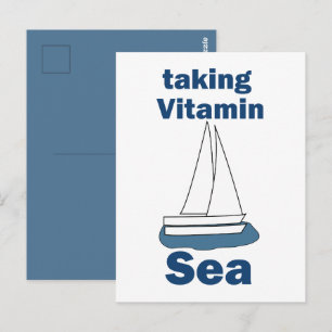 Carte Postale Voilier Vitamine Mer Citation drôle de marine