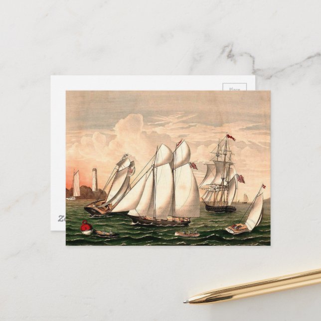 Carte Postale Voiliers anciens (Devant/Arrière en situation)